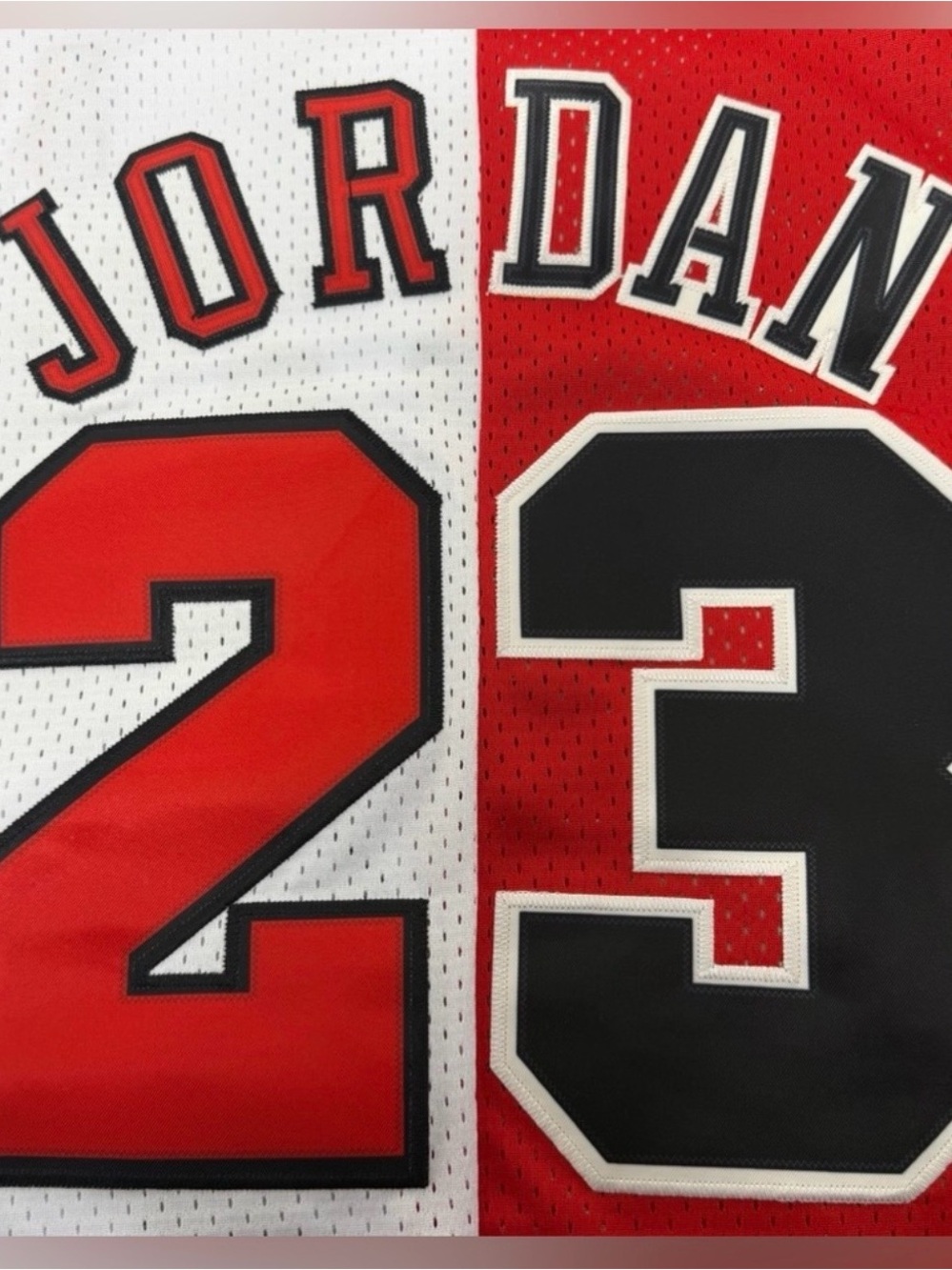 Mitchell & Ness Chicago Bulls Red White Split Michael Jordan #23 Jersey - Picture 6 of 6